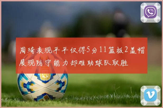 周琦表现平平仅得5分11篮板2盖帽展现防守能力却难助球队取胜